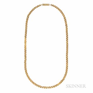 Gold Chain, circular links with barrel clasp, 5.9 dwt, lg. 22 5/8 in.