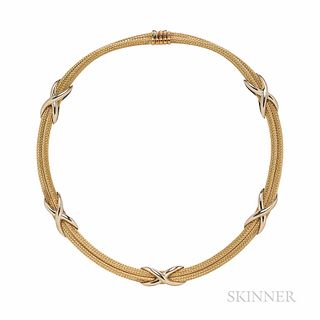 18kt Gold Necklace, the rope chain with "X" motifs, 62.8 dwt, lg. 18 1/4 in.