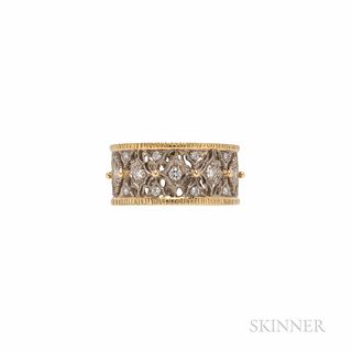 18kt Gold and Diamond Ring, set with full-cut diamonds, approx. total wt. 0.50 cts., 5.4 dwt, 9.50 mm, size 6 1/2.