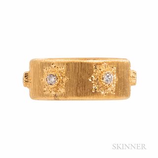 Buccellati 18kt Gold and Diamond Ring, Italy, set with six full-cut diamonds, size 6, signed.