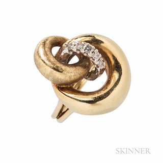 18kt Gold and Diamond Knot Ring, 6.9 dwt, size 5 1/2.