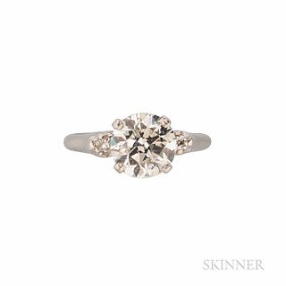 Platinum and Diamond Solitaire, set with an old European-cut diamond weighing approx. 1.65 cts., size 5.