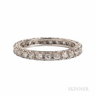 Platinum and Diamond Eternity Band, approx. total wt. 0.75 cts., size 7 1/2.