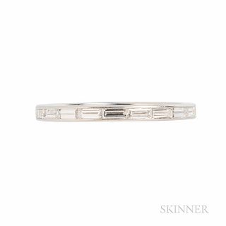 Oscar Heyman Platinum and Diamond Band, set with baguette-cut diamonds, approx. total wt. 0.50 cts., size 6 1/4, numbered, maker's mark