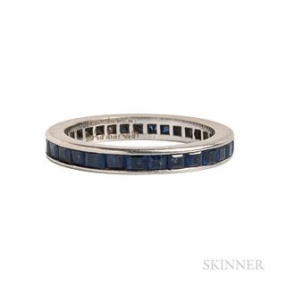 Platinum and Sapphire Eternity Band, 2.1 dwt, size 6.