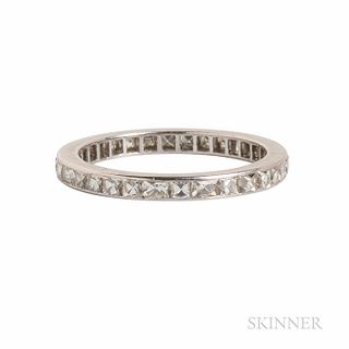 Platinum and Diamond Eternity Band, set with French-cut diamonds, approx. total wt. 0.70 cts., size 4 1/2.