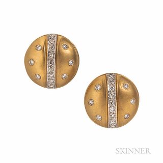 14kt Gold and Diamond Earrings, 5.5 dwt, dia. 11/16 in.