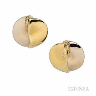 Misani 18kt and Diamond Earrings, in two-tone gold, with diamond accents, 9.9 dwt, 1 1/4 x 1 3/16 in., signed.