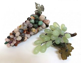 Two Bunches Of Hardstone/Jade Grapes