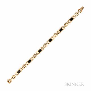 14kt Gold and Onyx Bracelet, 9.9 dwt, lg. 7, wd. 1/4 in.