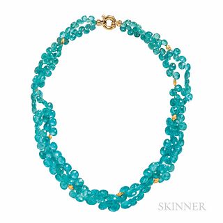 Faceted Gemstone Bead Multi-strand Necklace, 18kt gold clasp, lg. 17 3/4 in.