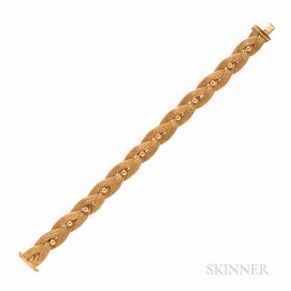 18kt Woven Gold Bracelet, 14.9 dwt, lg. 7 3/8, wd. 1/2 in.