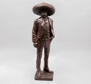 MOISÉS DEL ÁGUILA Emiliano Zapata Firmado y fechado 1967 Fundición en bronce 63 cm de altura
