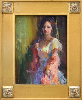 ANNIE HOFFMAN, "The Spanish Shawl," Oil on panel