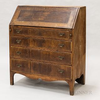 Country Inlaid Birch Slant-lid Desk, 19th century, ht. 46 3/4, wd. 40, dp. 21 1/4 in.