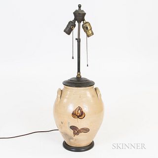 Norton & Son Two-gallon Stoneware Jar, mounted as a lamp, jar ht. 14 in.