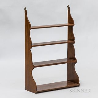Mahogany Four-tier Shaped-end Hanging Wall Shelf, 19th century, ht. 34 1/4, wd. 23, dp. 9 in.