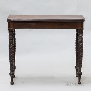 Classical Carved Mahogany Card Table, 19th century, ht. 31, wd. 35 1/2, dp. 18 in.