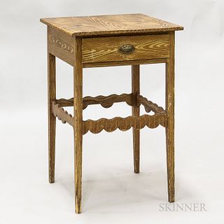 Country Grain-painted Pine One-drawer Stand, 19th century, ht. 27 1/2, wd. 18, dp. 18 1/4 in.
