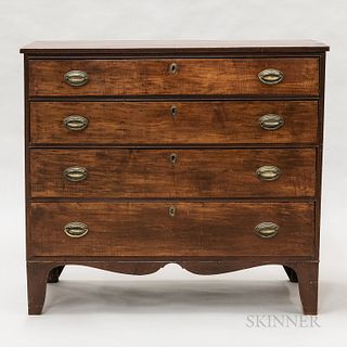 Federal Maple Four-drawer Chest of Drawers, early 19th century, ht. 39, wd. 43, dp. 19 1/2 in.