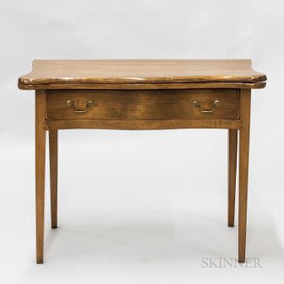 Federal-style Maple Serpentine-front One-drawer Card Table, ht. 28, wd. 36, dp. 18 in.
