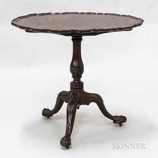 Georgian Carved Mahogany Dished Piecrust Tilt-top Tea Table, ht. 28, wd. 24, dp. 32 in.