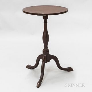 Queen Anne Red-painted Cherry Candlestand, (repairs), ht. 27 1/2, dia. 18 in.