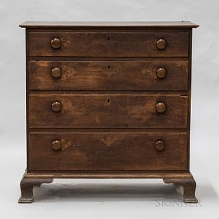 Chippendale Cherry Chest of Drawers, Connecticut, 18th century, (imperfections), ht. 39, wd. 39, dp. 19 in.