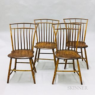 Set of Four Bamboo-turned Windsor Side Chairs, ht. 35 1/2 in.
