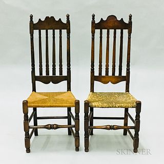 Pair of Maple Bannister-back Side Chairs, (imperfections), ht. 44, seat ht. 17 in.
