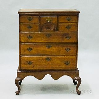 Queen Anne Carved Maple Chest-on-frame, (imperfections), ht. 50 1/2, wd. 36 1/2, dp. 20 1/2 in.