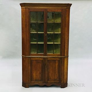 Country Glazed Cherry Corner Cupboard, ht. 85, wd. 48, dp. 21 in.
