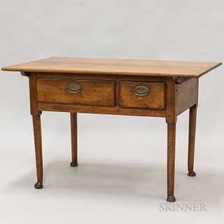 Country Walnut Two-drawer Tavern Table, Pennsylvania, 18th/19th century, ht. 30 1/4, wd. 48, dp. 30 1/4 in.
