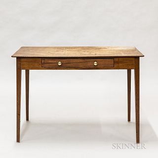 Georgian-style Mahogany One-drawer Table, ht. 27, wd. 22 1/2, dp. 40 in.