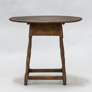 Turned Maple Oval-top Tea Table, ht. 26, wd. 30, dp. 24 in.