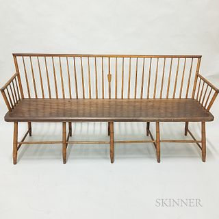 Bamboo-turned Windsor Bench, ht. 36, wd. 74, dp. 21 in.