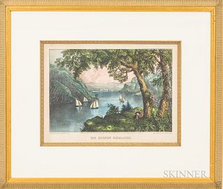 Two Framed Prints, a Currier & Ives The Hudson Highlands lithograph and a T.S. Goode The Newspaper engraving.
