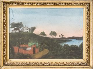 Framed Pastel View of Mount Vernon Overlooking the Potomac River, ht. 18, wd. 23 1/2 in.