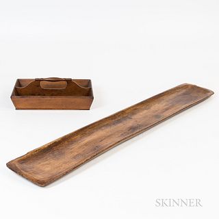 Long Seed Carrier and a Wooden Knife Box, lg. to 44 in.