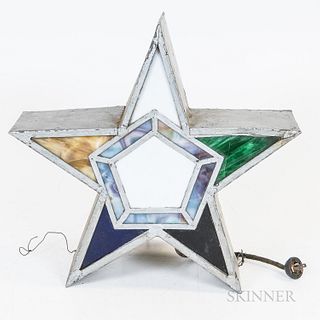 Painted Metal and Stained Glass Star Lamp, ht. 18, wd. 19 in.