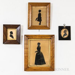 Four Framed Silhouettes, ht. to 13, wd. to 11 in.
