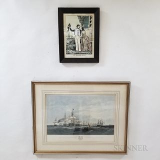 Two Framed Maritime Prints, The Sailor's Adieu restrike and T.G. Dutton's English Fleet Entering the Great Belt, ht. to 25, wd. to 32 i