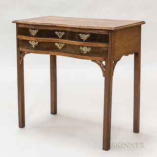 Georgian Serpentine-front Two-drawer Worktable, ht. 31 1/2, wd. 33, dp. 17 in.