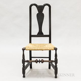 Queen Anne Black-painted Side Chair, 18th century, ht. 42 in.