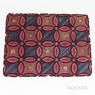 Geometric Yarn-sewn Rug, 19th century, 31 x 39 in.