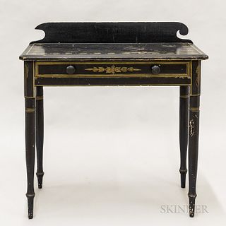 Federal Painted and Stenciled Pine Dressing Table, ht. 32 3/4, wd. 32, dp. 14 in.
