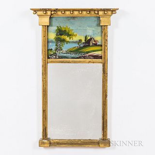 Two Reverse-painted Mirrors, 19th century, ht. to 31 3/4 in.