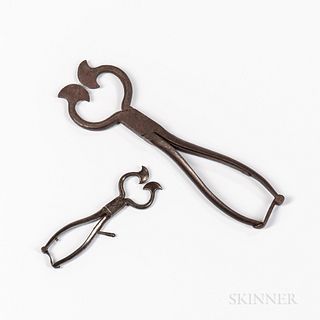 Two Pairs of Steel Sugar Nippers, England, late 18th/early 19th century, lg. to 8 1/2 in.