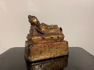 Thai Lanna Gilt Bronze Reclining Buddha, 16th Century