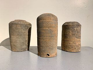 3 Han Dynasty Gray Pottery Granaries